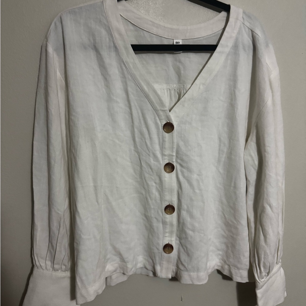 Bp- White Button-Up Top